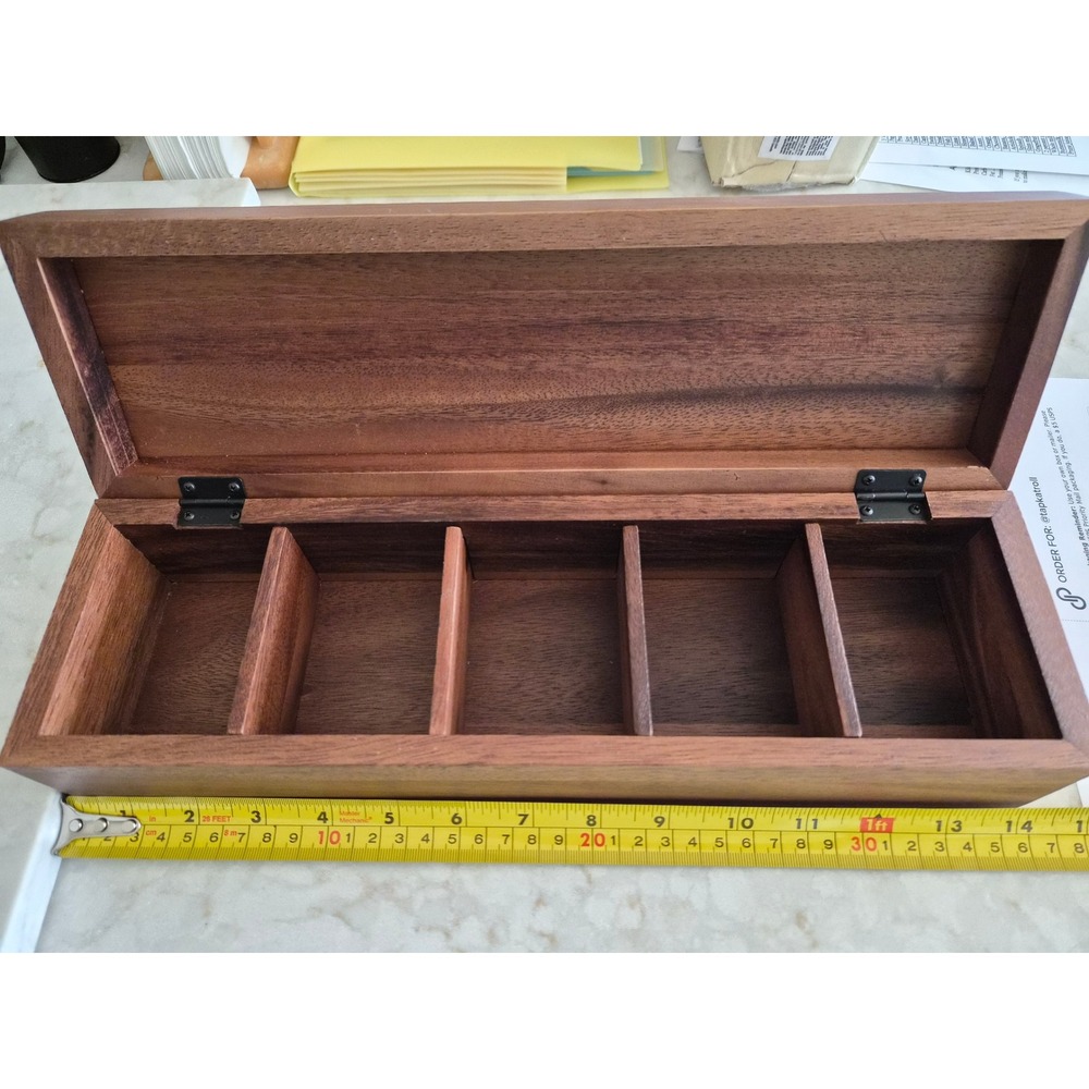 Ironwood Acacia Wood Townhouse Tea Box 5 Compartment Organizer 28227 Brown - Picture 1 of 5